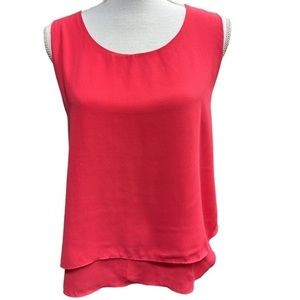 Vintage True Light Tracy‎ Coral Red Draped Back Sleeveless Top Womens M USA Made